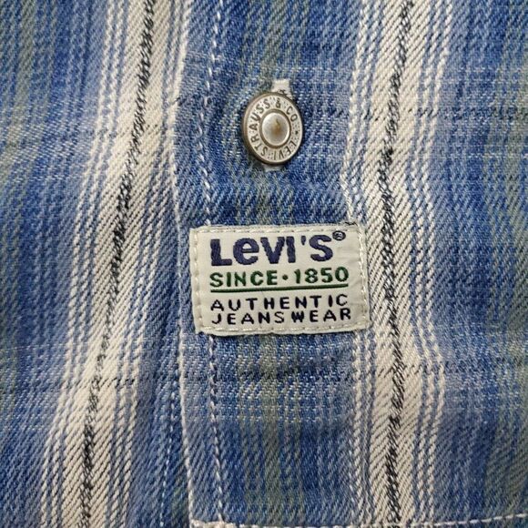 Levi's Gray Tab Blue White Plaid Shirt L 16-18 boy - Picture 4 of 6